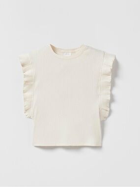 Zara Ruffle Ribbed Top